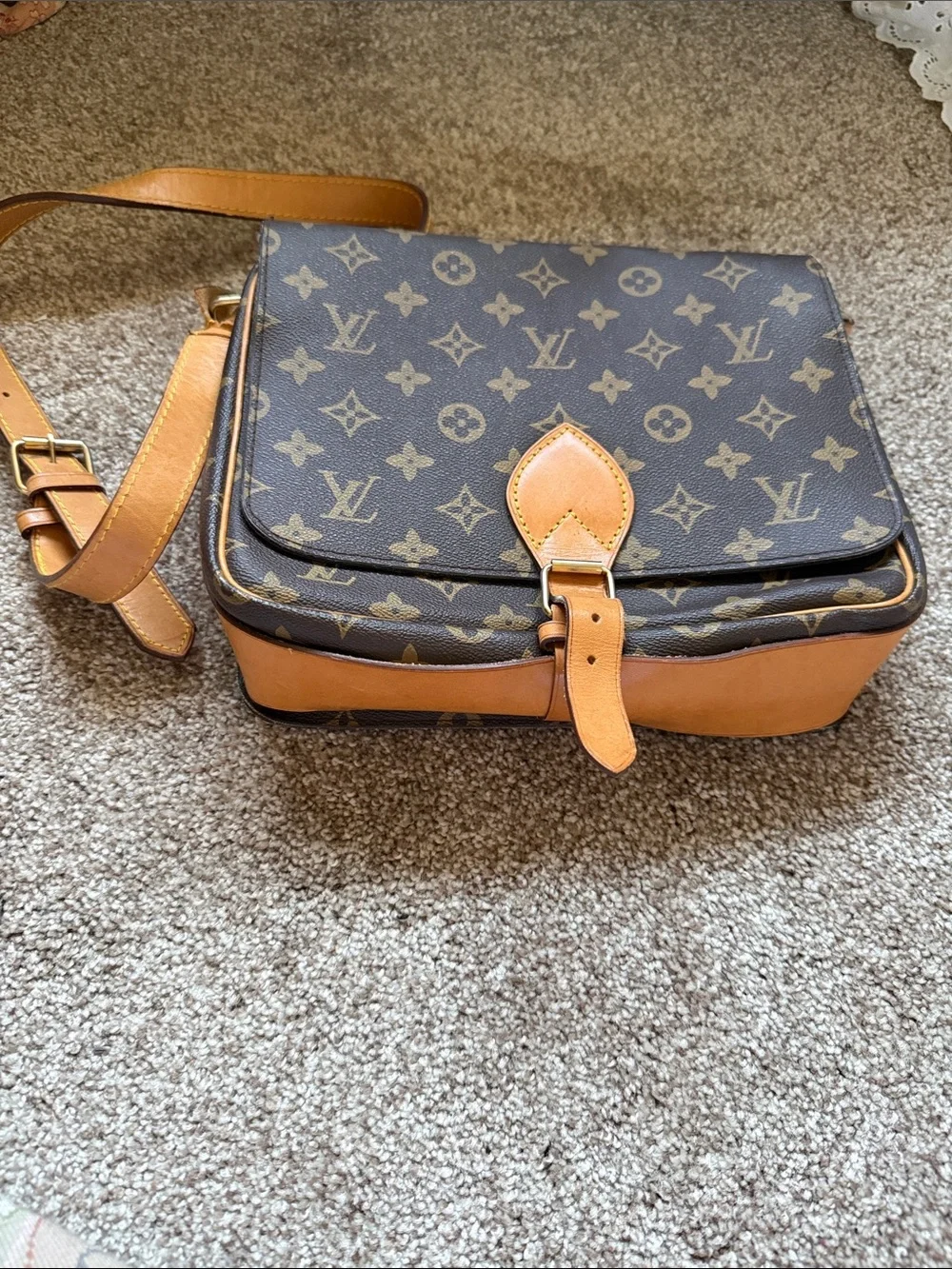 Louis Vuitton Monogram Canvas Messenger Bag with Tan Trim